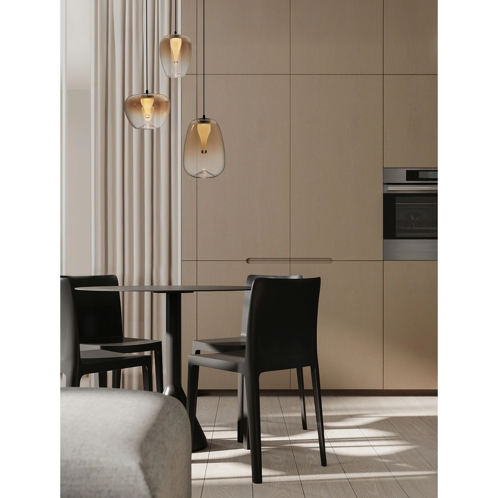 Design-Pendelleuchte Oblo 3-flammiges Braunglas Lyora 5212017474131