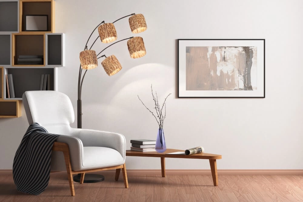 Bogenlampe Hyazinthe Rattan 5-flammig Fischer & Honsel 4003694404440