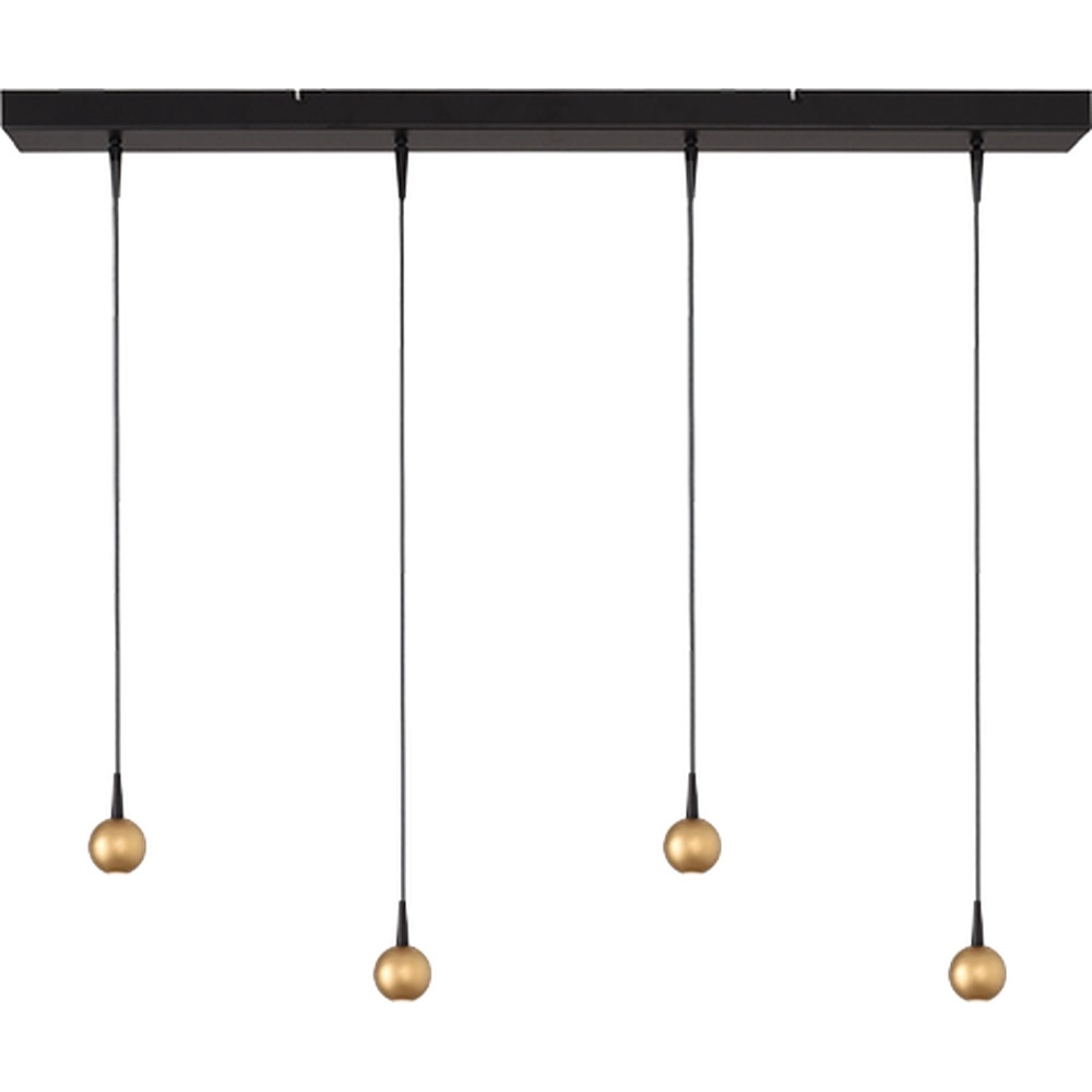 4-Licht Pendellampe Talana schwarz mit goldener Ø 6 cm DTW