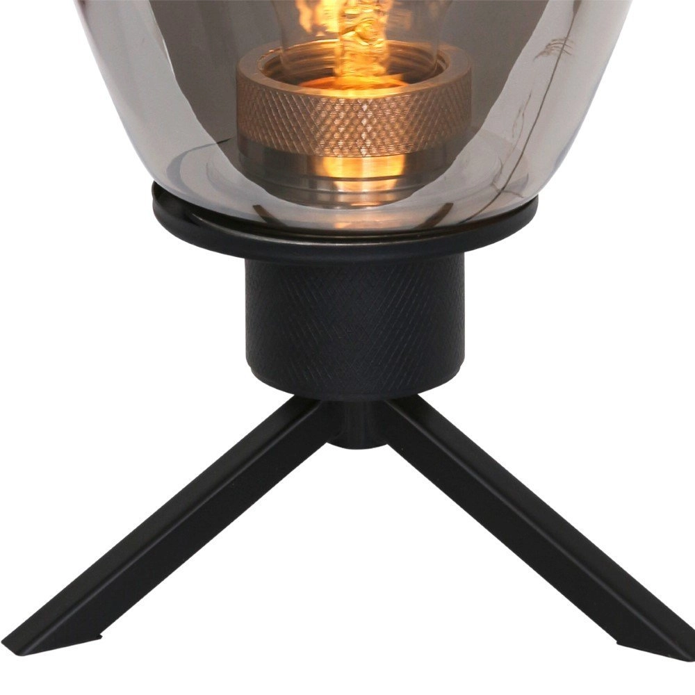 Glastischlampe Reflexion 15 cm schwarz mit Rauchglas Steinhauer 8712746132618