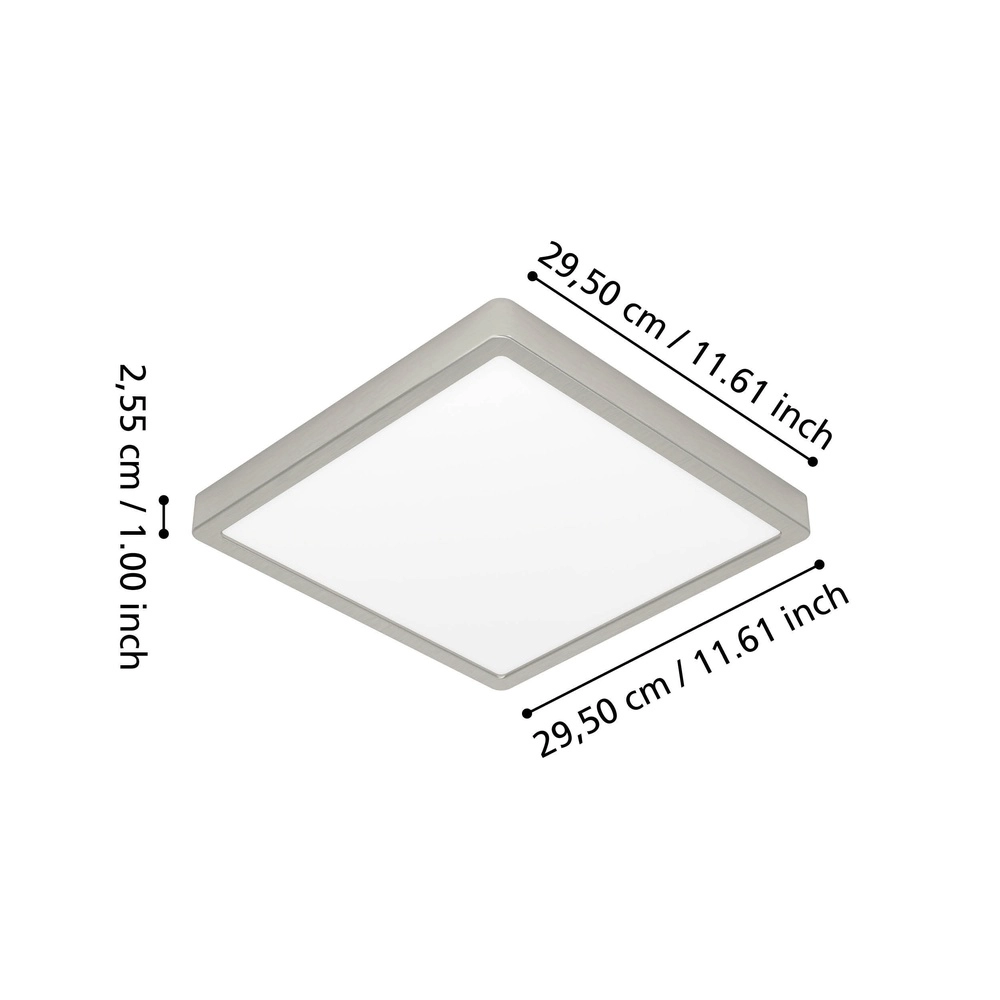 Deckenlicht IP44 Fueva 6-Z Quadrat – Edelstahl – 29,5x29,5 cm Eglo 9008606330645