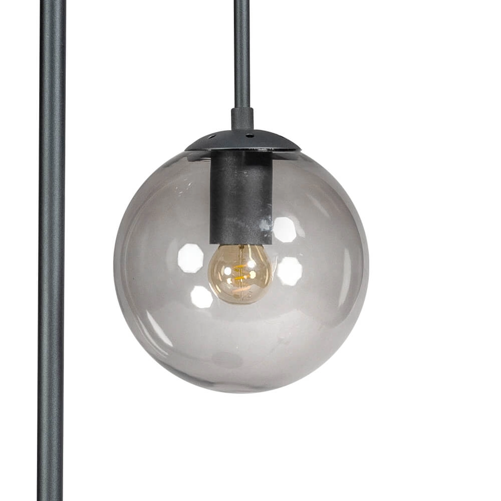 Designer-Stehleuchte Davina 3-flammiges Schwarz mit Rauchglas ETH 8720195302766