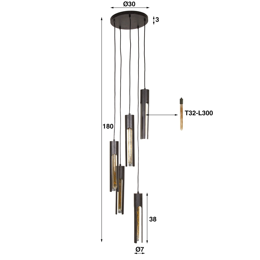 5L-Pendellampe Tube schwarz - E27 Lyora 8716803511354