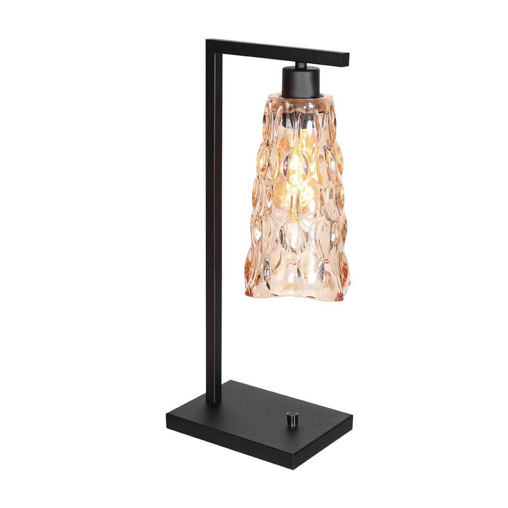 Tischlampe Vidrio schwarz mit Braunglas