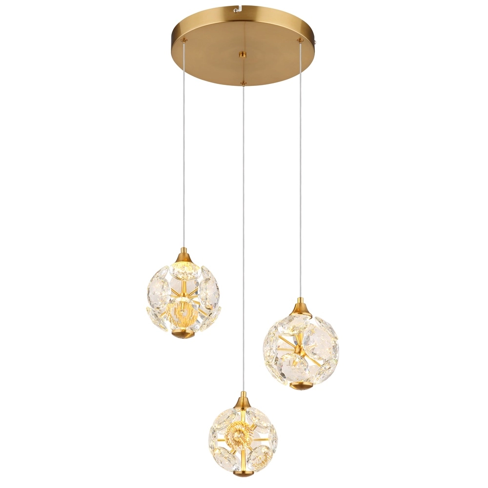 3-Licht Pendellampe Virina gold Ø 65 cm
