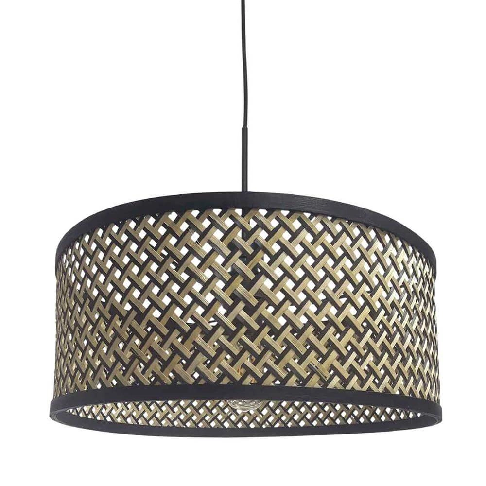 Pendelleuchte Sparkled Light schwarz mit Bambusschirm Ø 50cm