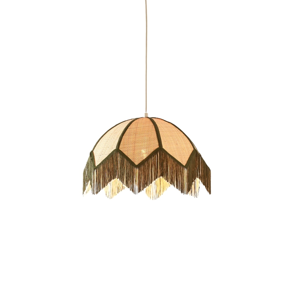 Ø 45cm Pendellampe Sulina Raffia mit Grün Light & Living 8717807762391