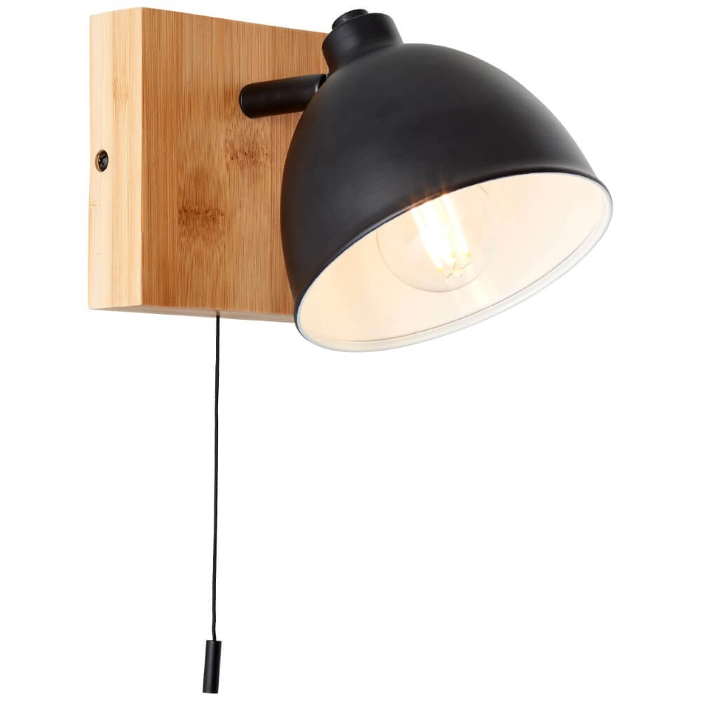 Wandlampe Celia schwarz mit Bambus Brilliant 4004353411403