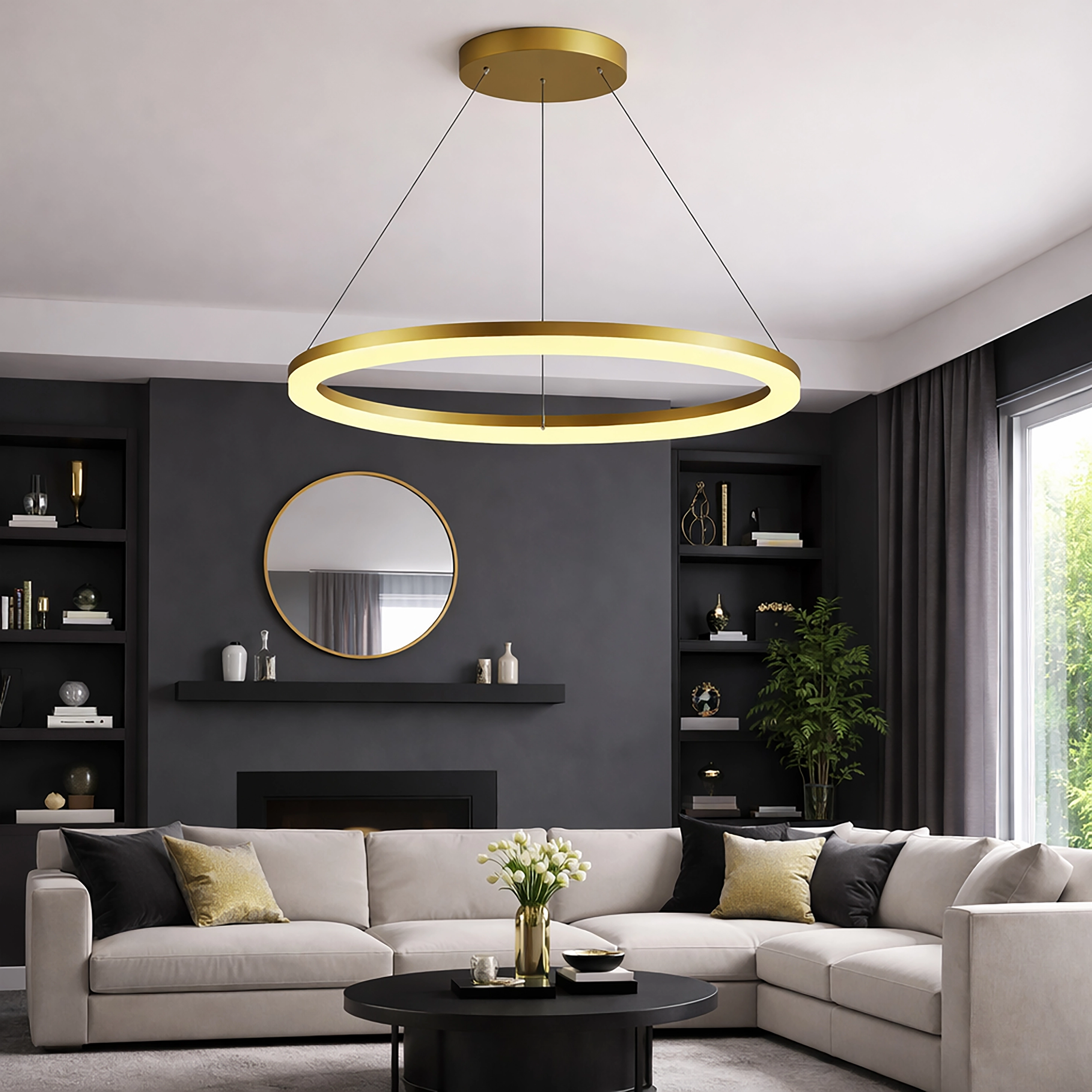 Elegante Pendellampe Ara Ø 150cm Gold Lyora 5053423316062
