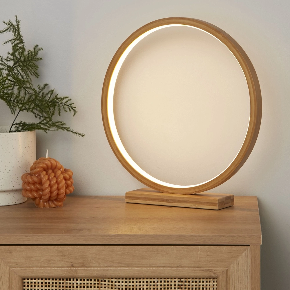 Runde Tischleuchte Malibu Holz Searchlight 5053423311456