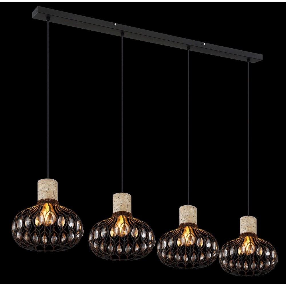4-Licht Pendellampe Dorthy Country Black Globo 9007371572069