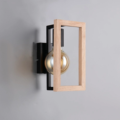 Design-Wandlampe Bano Schwarz mit Holz Trio 4017807670899