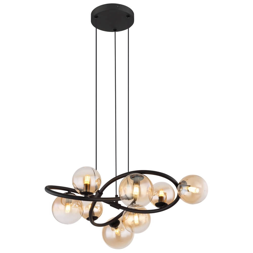 Schwarze Pendelleuchte Tuberius Bauform 8-flammig