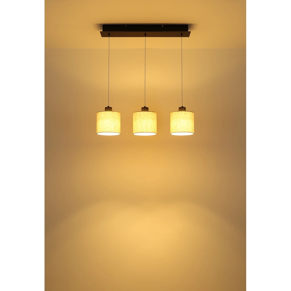 Gunmetal-Pendellampe Thea 3-Licht-Geraden Globo 9007371567034