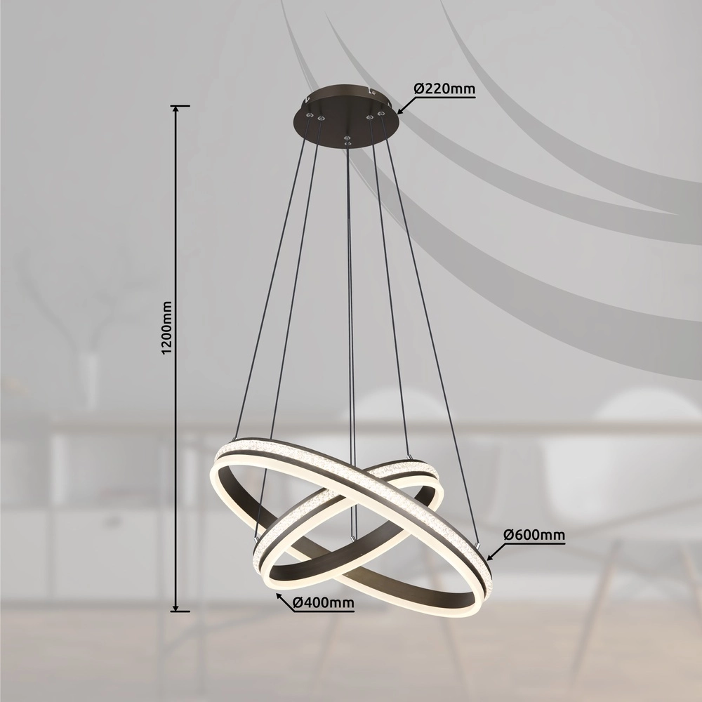 Design-Pendellampe Grouni 2 Ringe mit Titan gebürstet Globo 9007371454990