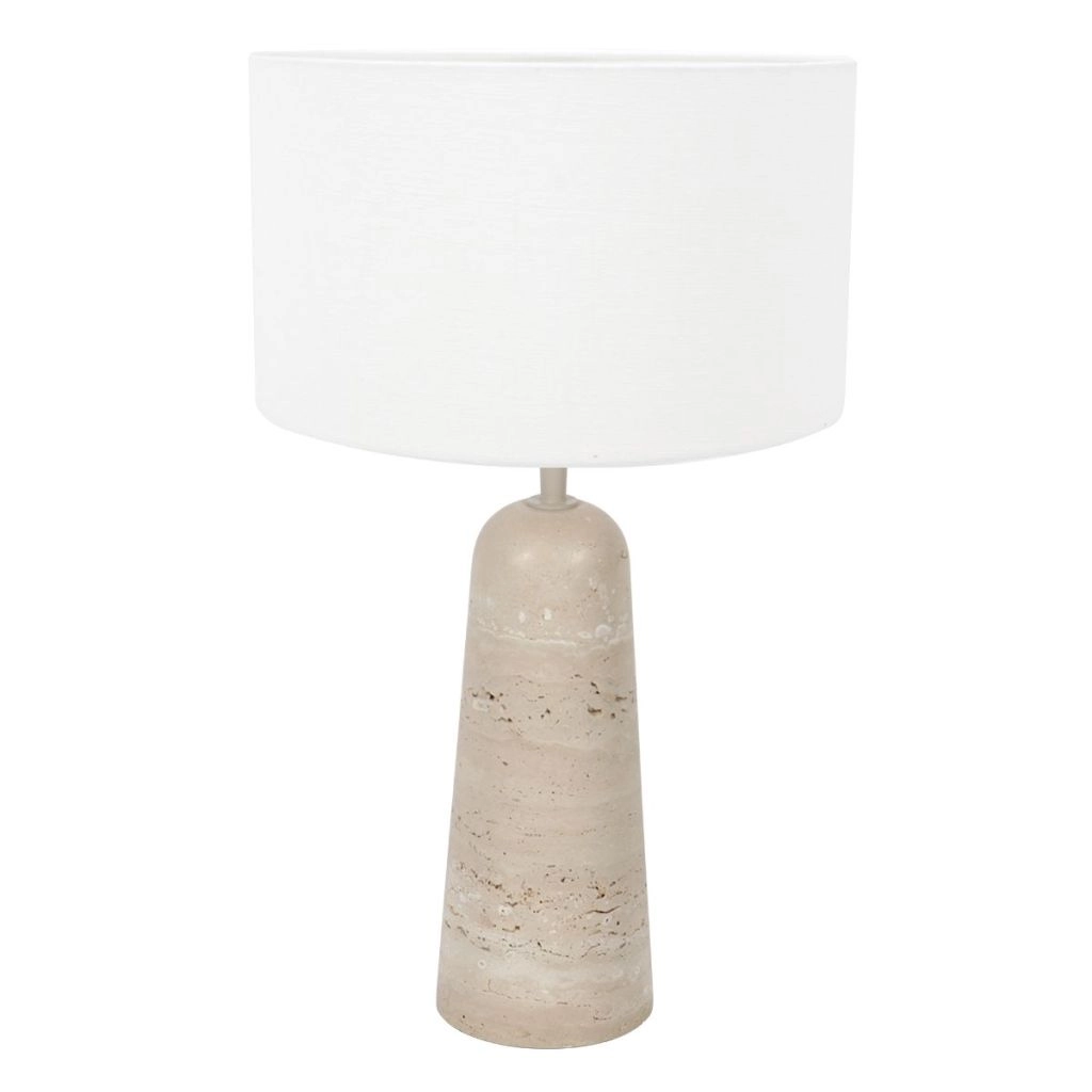 Steintischlampe Travino mit weißem Farbton Ø30 cm