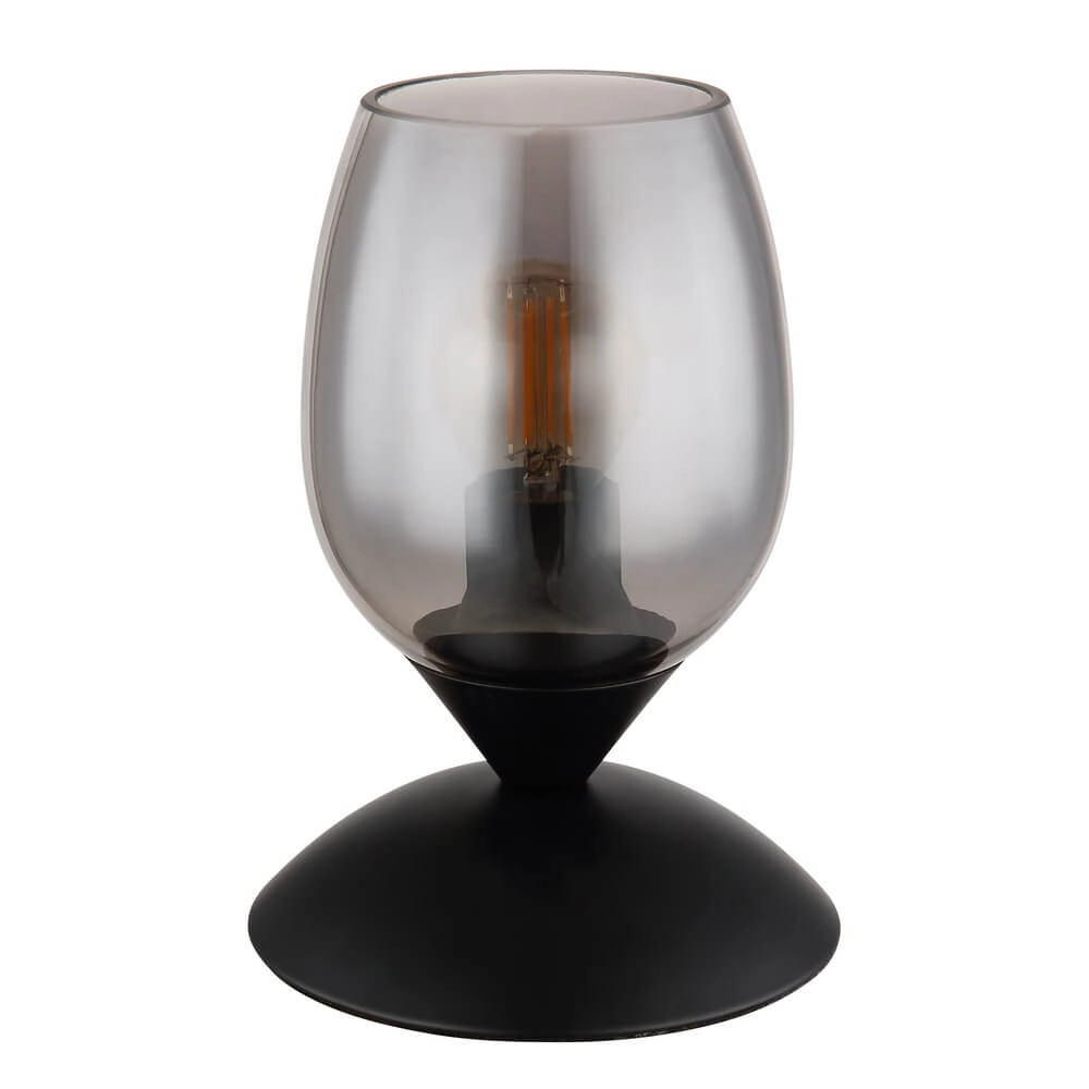 Tischlampe Kuwaita schwarz mit Rauchglas Globo 9007371452989