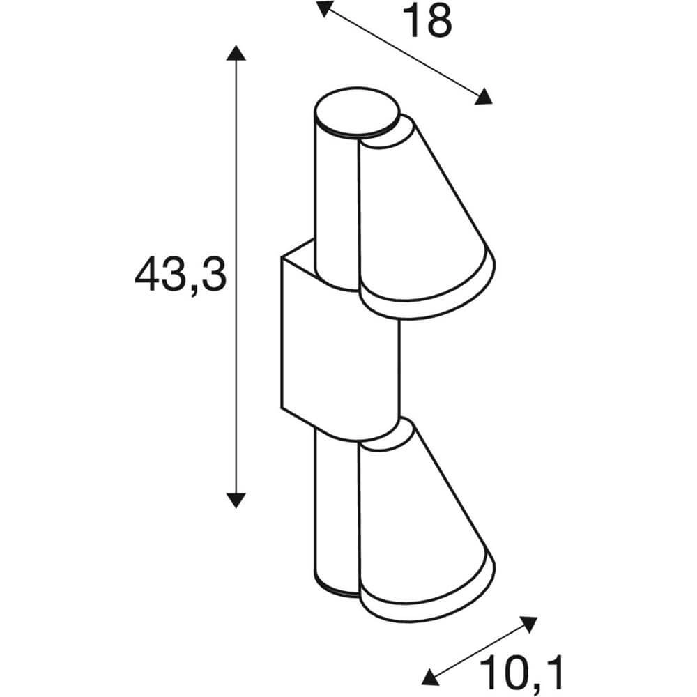 Design-Wandleuchte T-Tube WL Schwarzes Doppelzimmer SLV 4024163291606