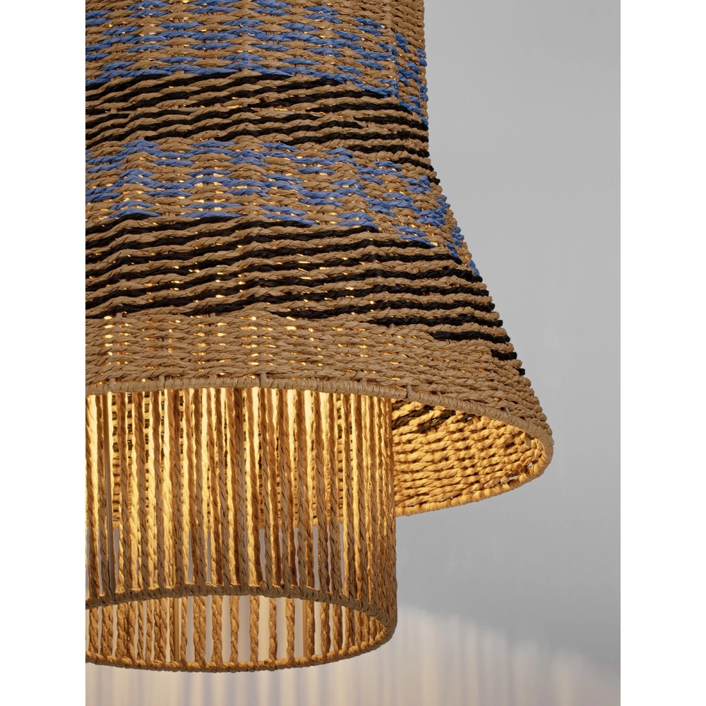 Rattan Pendelleuchte Mande Blau mit Braun Lyora 5212017477354