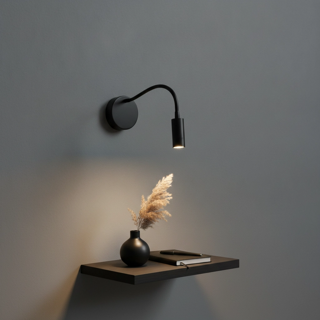Nachttischlampe Flex schwarz mit USB-Anschluss