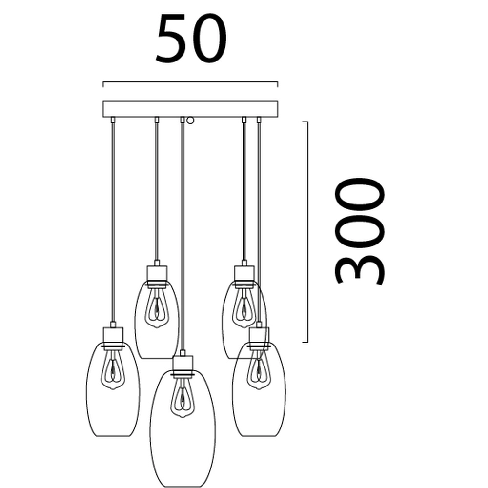 Vide Pendellampe Olive mit 5 Gläsern – Sand – Ø50 cm Masterlight 8718121394169