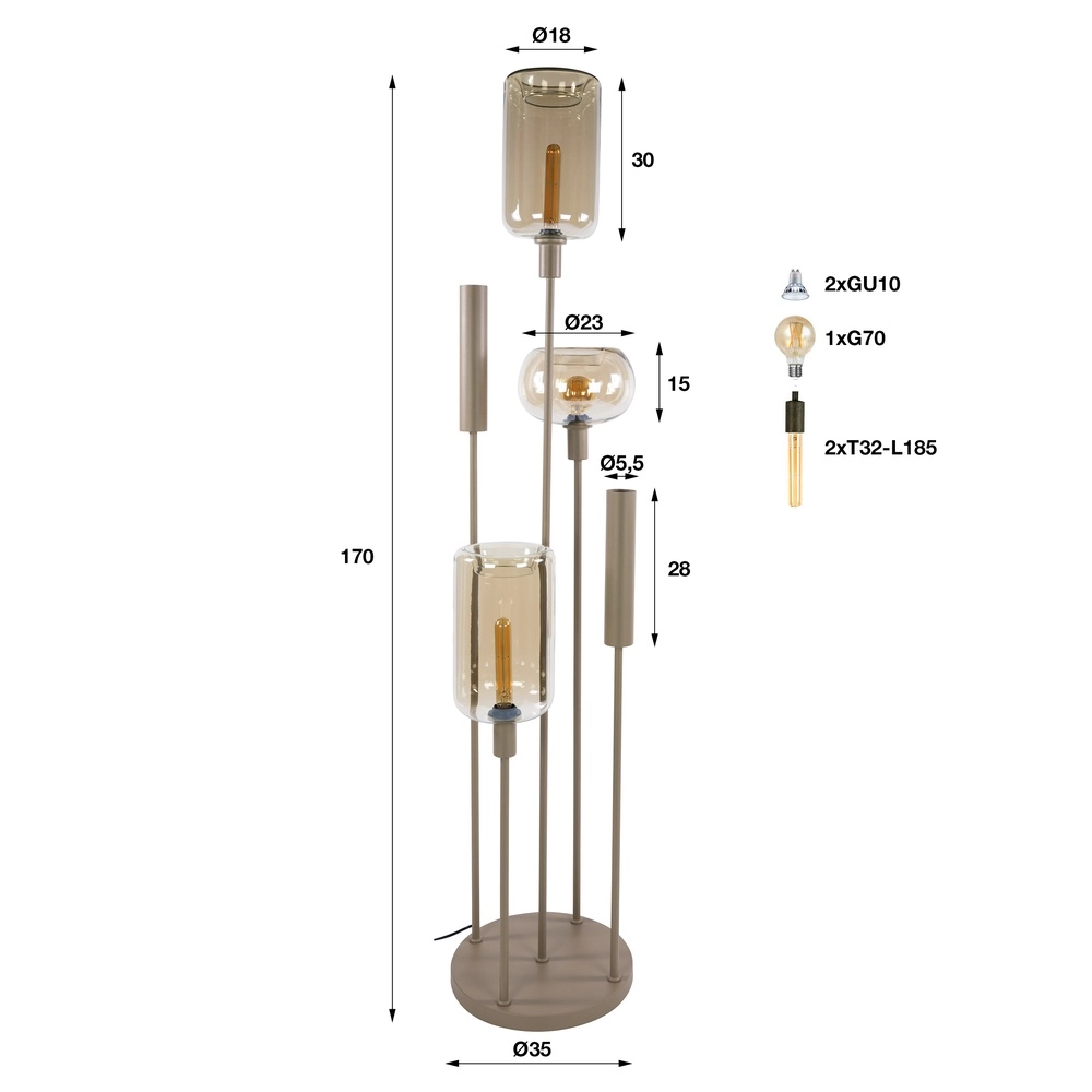 Design-Stehlampe Serene Sandbraun Lyora 8716803514768