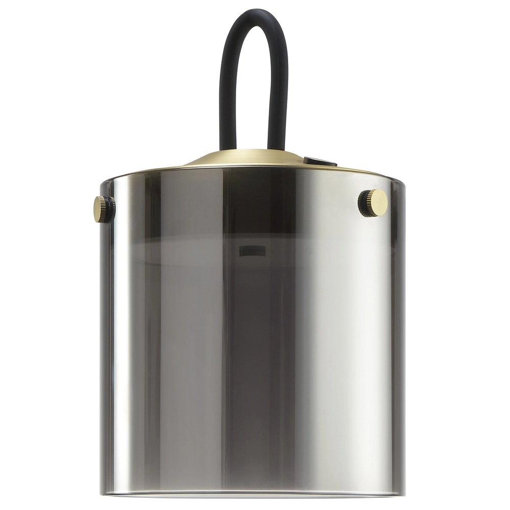 Tischlampe Lumeo Messing mit Rauchglas Ø 13 cm Brilliant 4004353463594