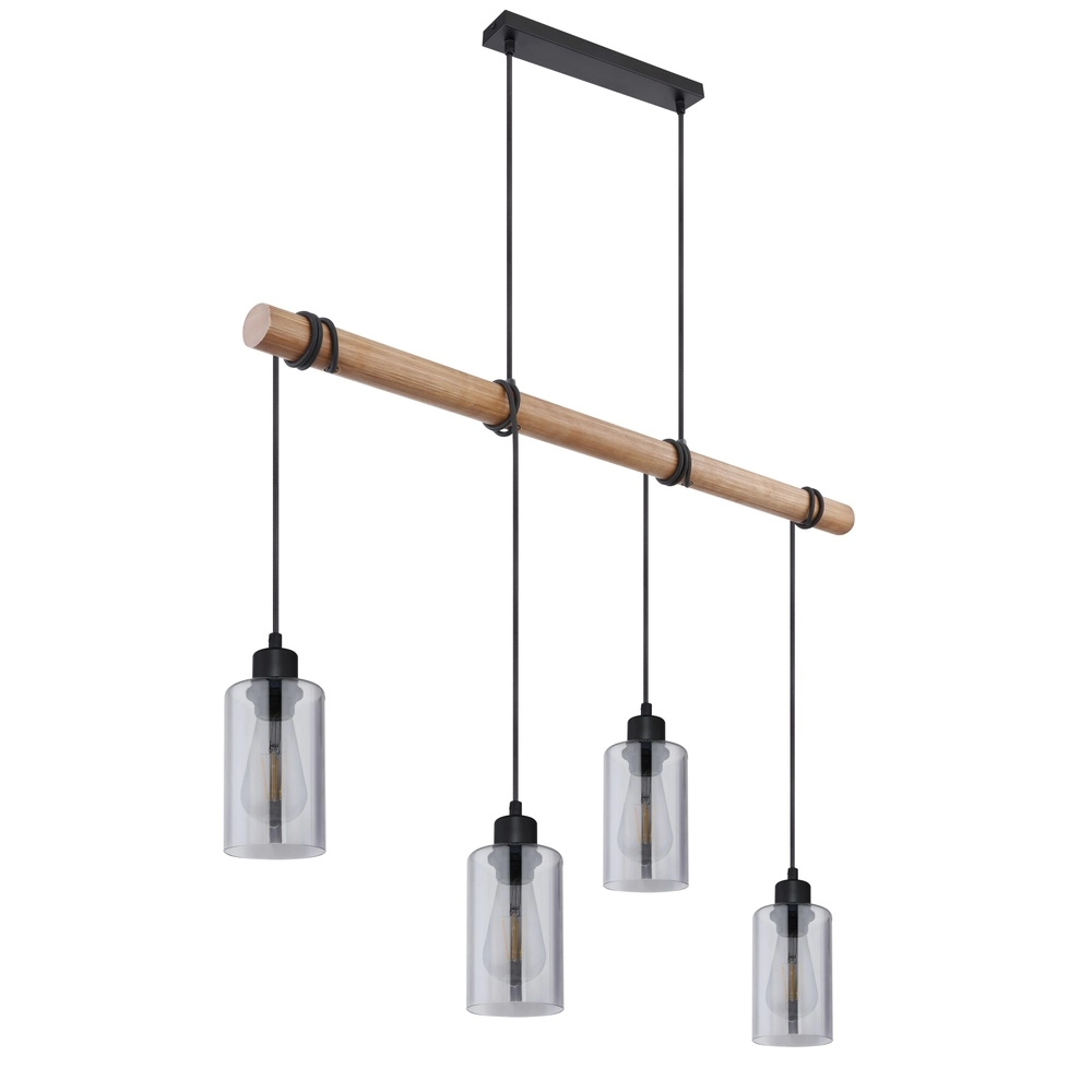 Pendellampe Hadera 4-Licht Schwarz mit Rauchglas Globo 9007371414840