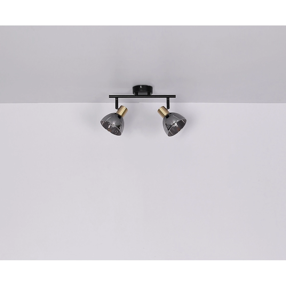 Design-Deckenlampe Jay 2-Licht schwarz mit Rauch Globo 9007371396399
