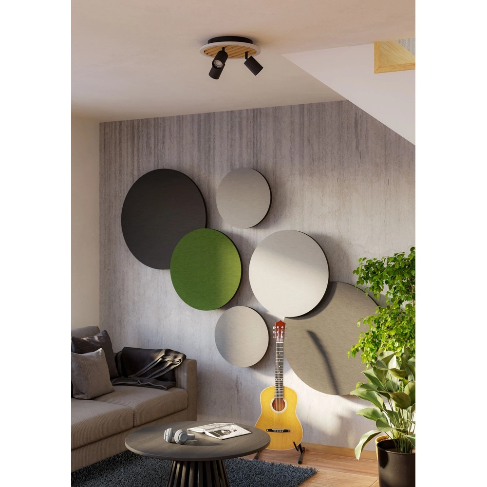 Moderne Deckenlampe Cembrano 3-Licht Schwarz mit Holz Eglo 9008606388271
