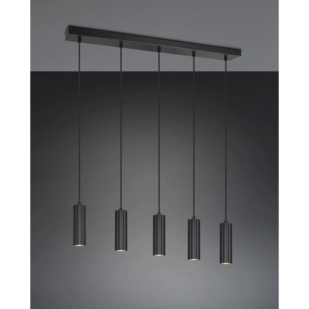 5-flammige Pendelleuchte Soka schwarz Trio 4017807658538