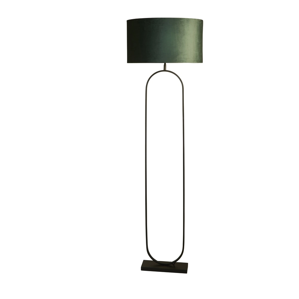 Stehlampe Modish schwarz mit grüner Kapuze