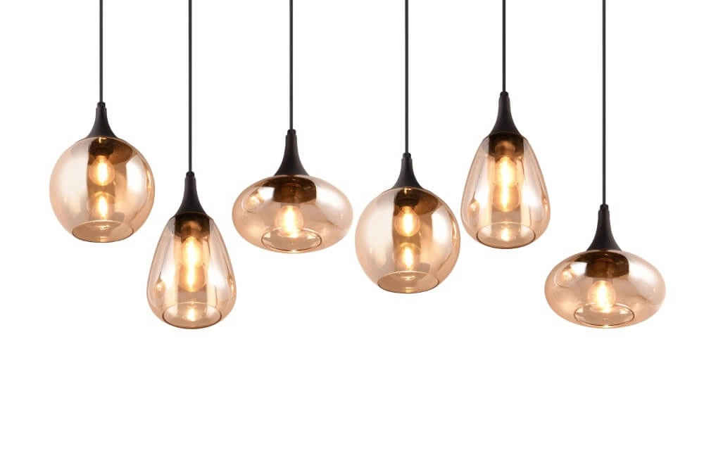 Hängelampe mit 6 Leuchten Lumina mit Braunglas Trio 4017807577730