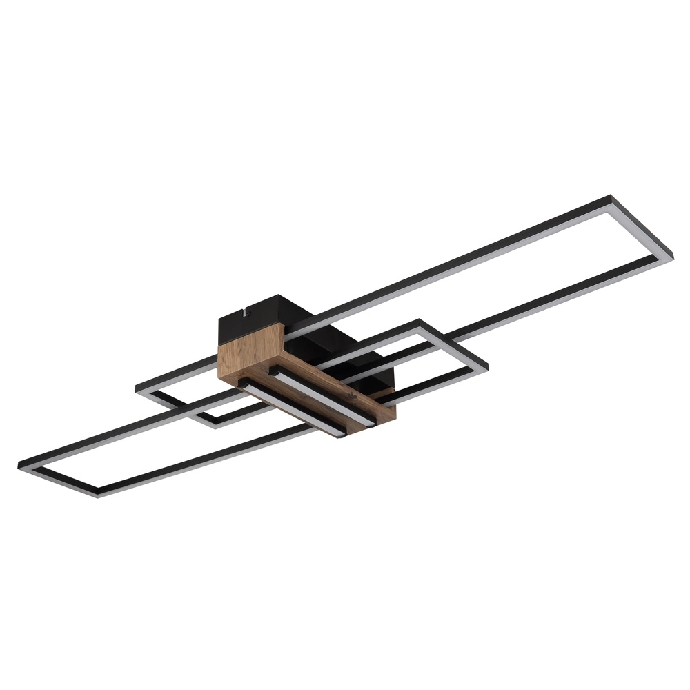 Moderne Deckenlampe Dakari Schwarz mit Holz Globo 9007371528479