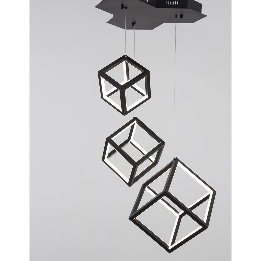 Quadratische Pendelleuchte Gabbia Schwarzes Dreibettzimmer Lyora 5212017423412
