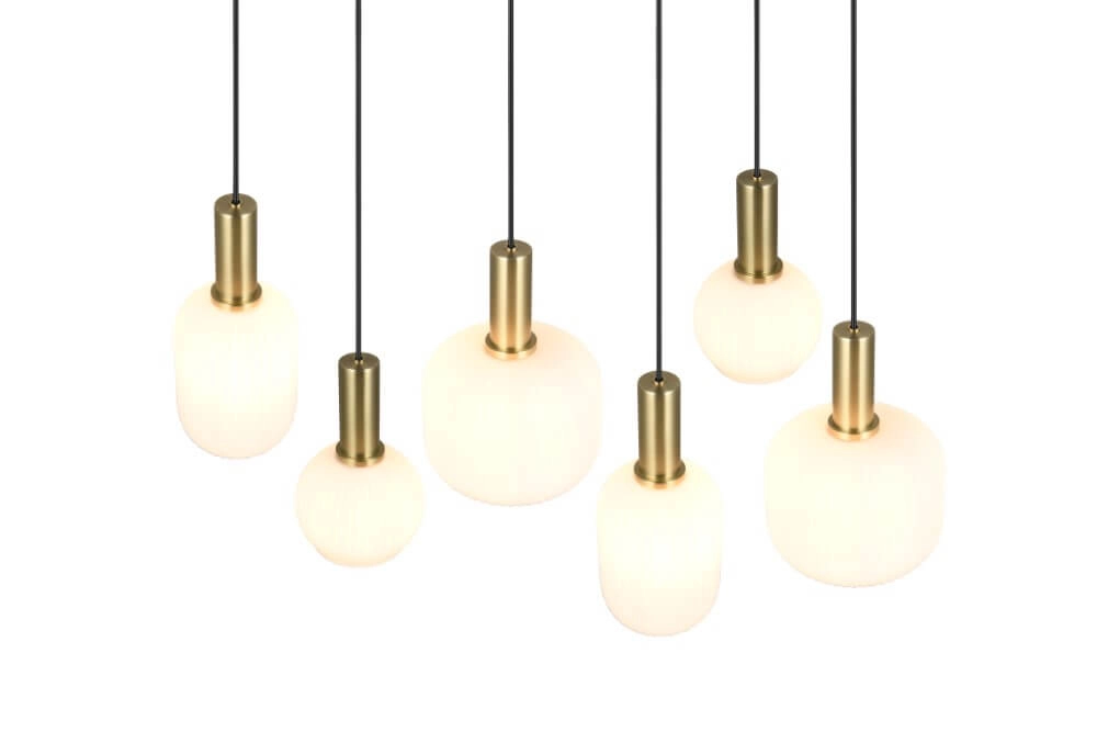 Hängelampe für das Esszimmer Diva 6-flammig – weißes Glas Trio 4017807614510