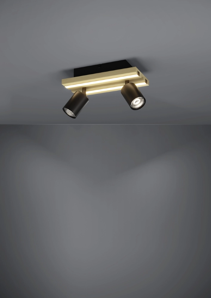 Doppeldeckenlampe Gesteira Schwarz mit Holz Stars of Light 9008606357888