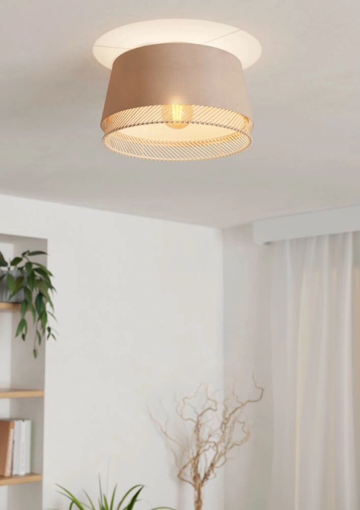 Deckenleuchte Tabley Ø 38cm - Leinen mit Rattan Eglo 9002759439743