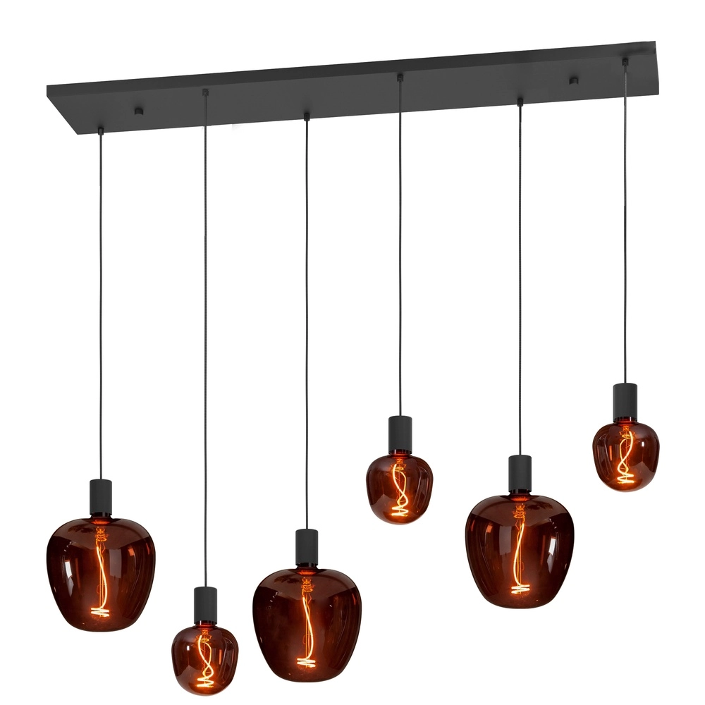 6-Lampen-Pendelleuchten Nogalte Schwarz
