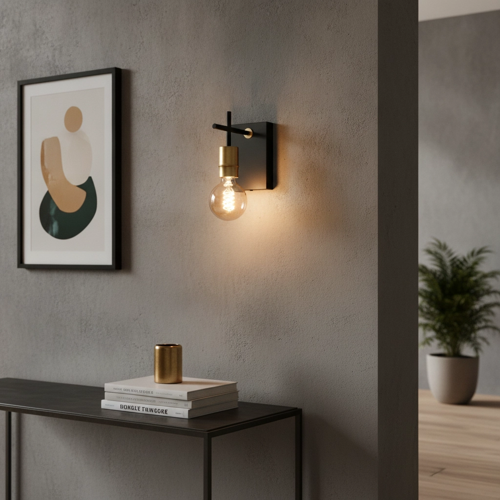 Schöne Wandleuchte Mokka schwarz mit gold