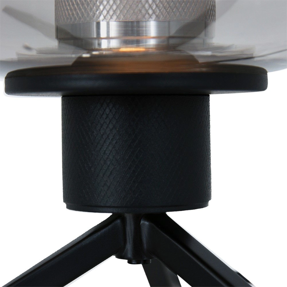 Glastischlampe Reflexion 22cm schwarz mit Rauchglas Steinhauer 8712746132601