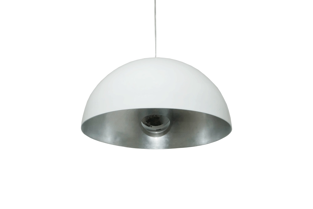 Große Hängelampe Gala Ø 50cm innen weiß silber