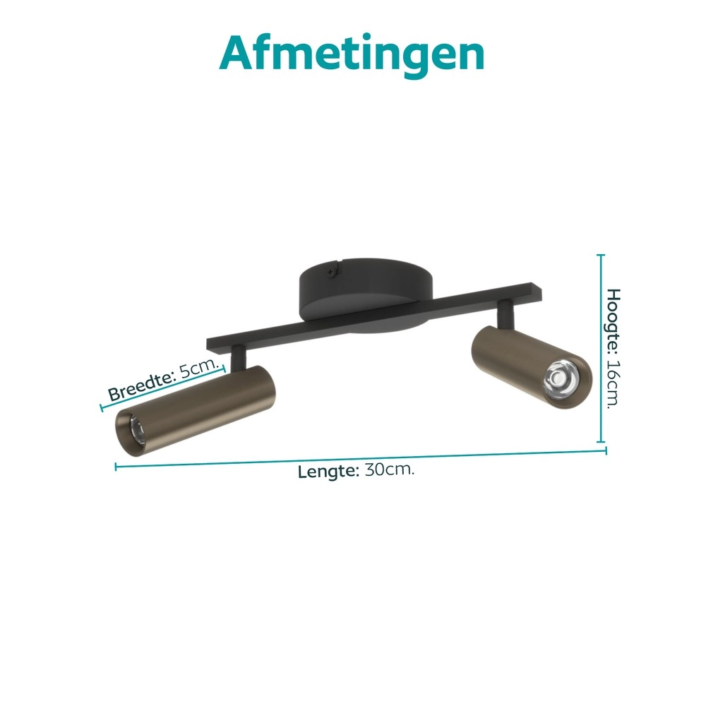 Oberflächenmontierter Spot Valproto 2-hell schwarz mit Bronze Eglo 9008606392063
