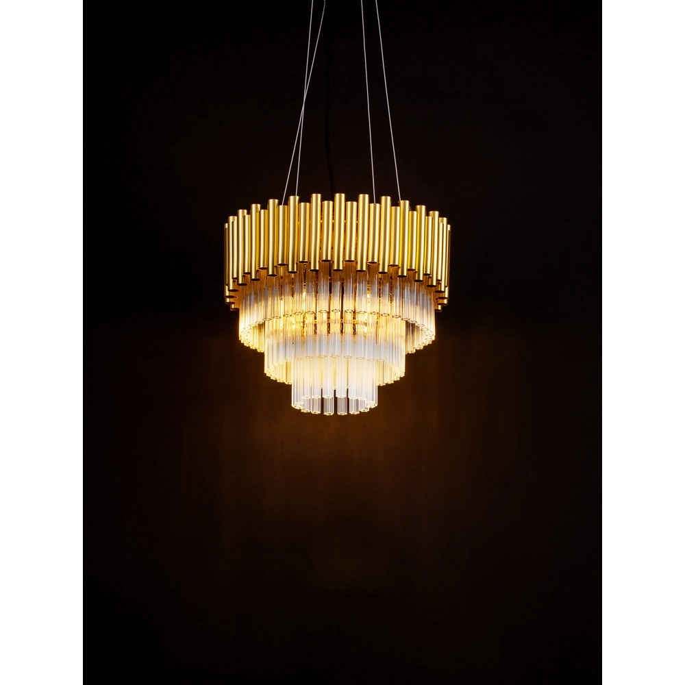 Pendelleuchte Magnolia gold mit Kristall Ø 39cm