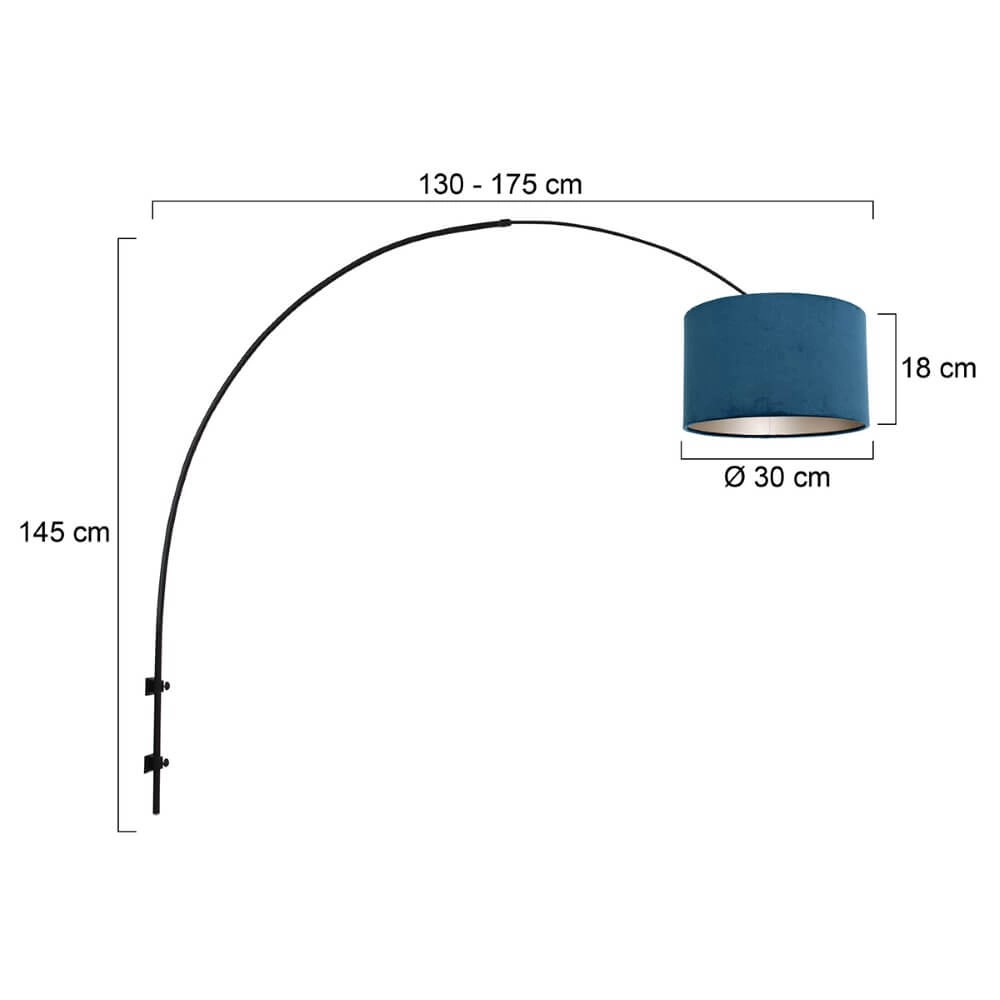 Wandbogenlampe Sparkled mit blauer Kapuze Steinhauer 8712746147339