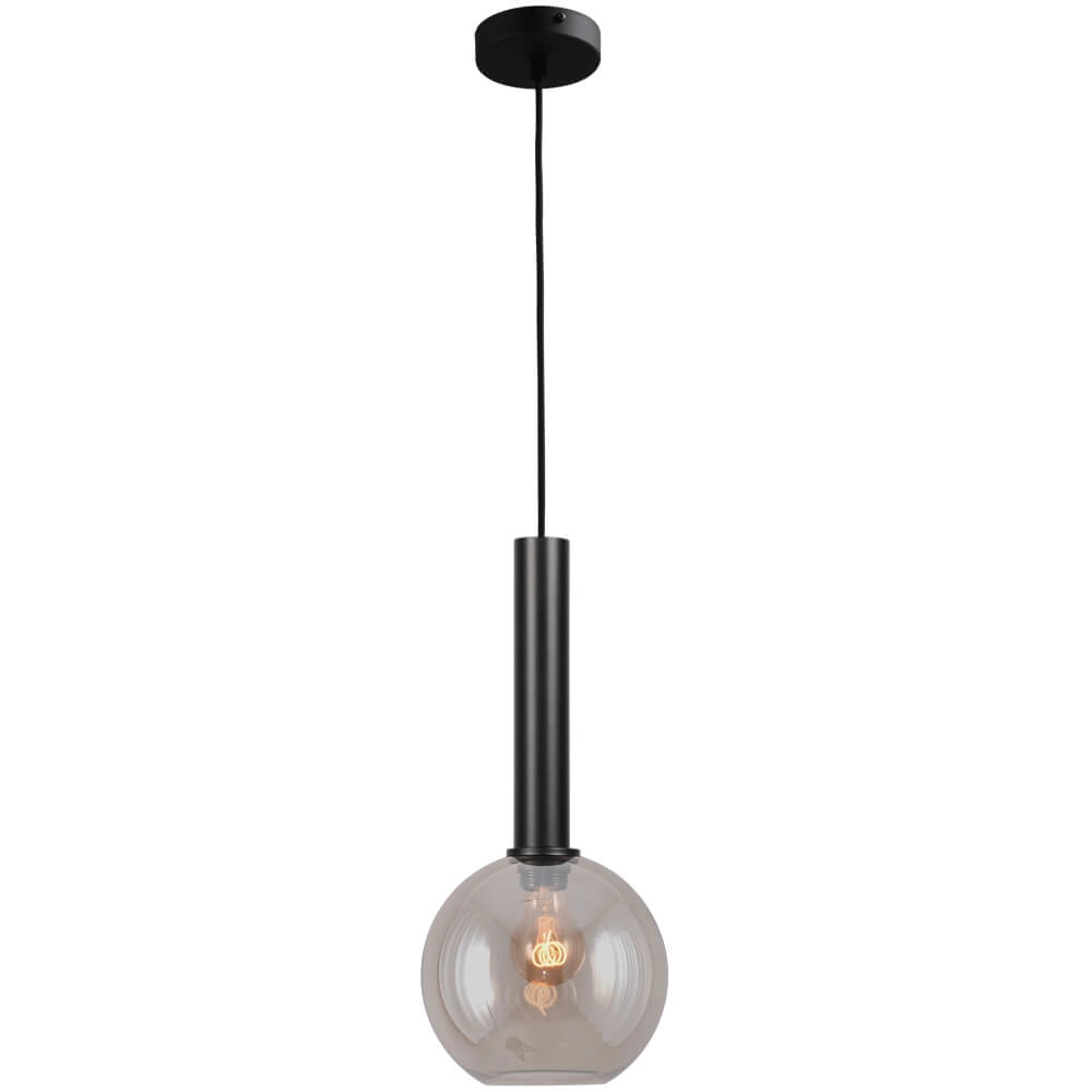 Hängelampe Ø 20cm Bella 2 Schwarz mit goldenem Glas