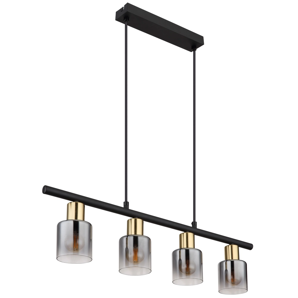 4-Licht Pendellampe Hollsy Schwarz mit Rauchglas Globo 9007371454853