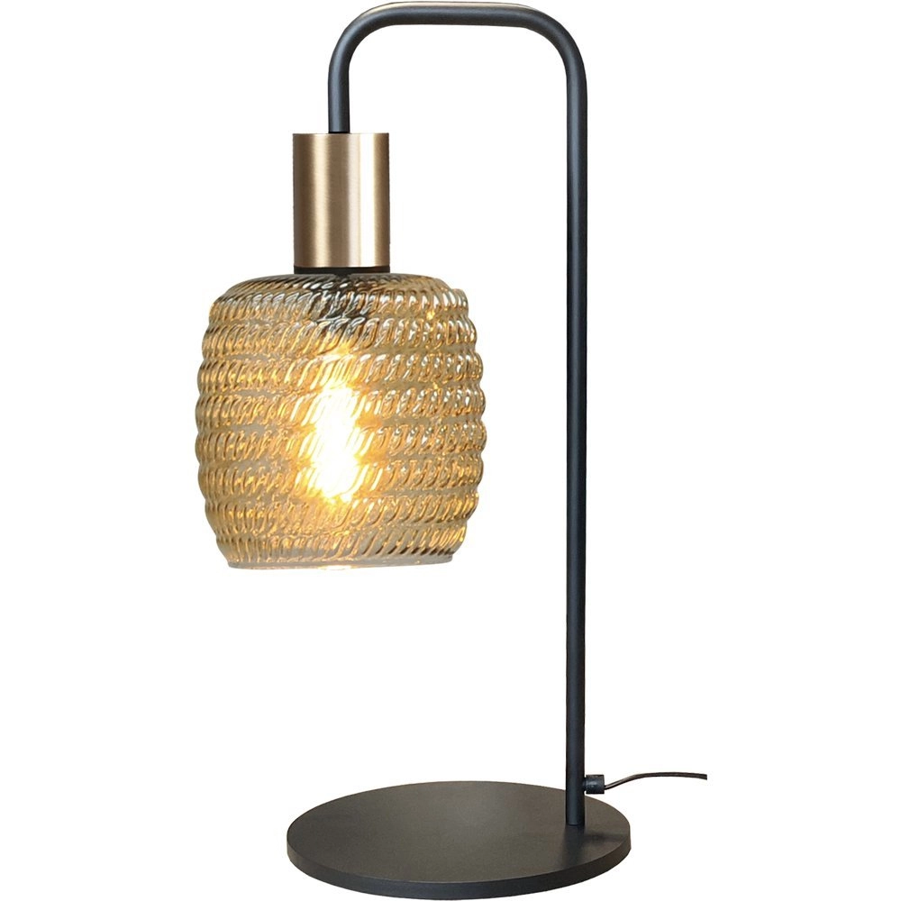 Tischlampe aus geripptem Glas Bounty Schwarz und Gold