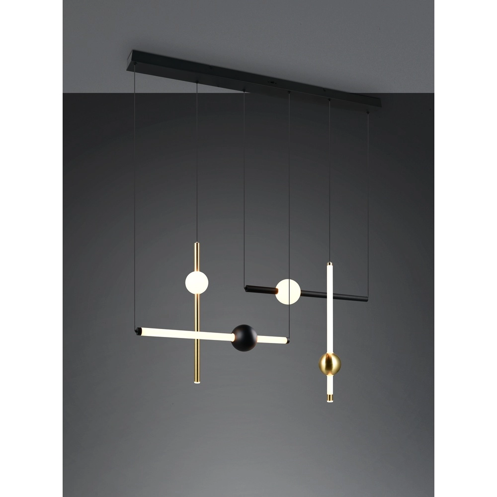 Moderne Pendelleuchte Melita schwarz mit gold Trio 4017807661910