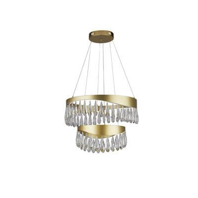 Hängelampe Jewel 2-Ring Gold mit Kristall Searchlight 5053423185385